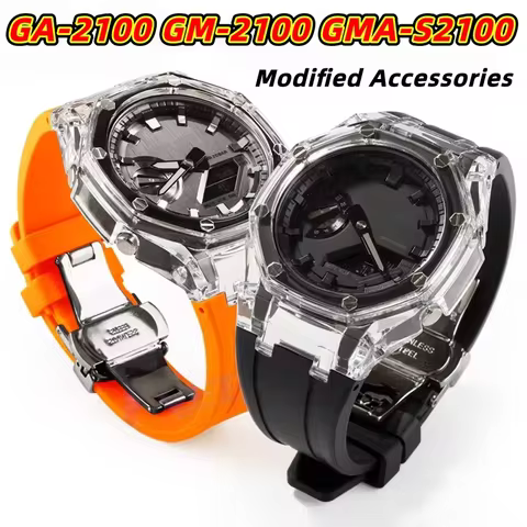 GA2100 GM2100 GMAS2100 Mod Kit For Casio G-Shock GA-2100 GM-2100 GMA-S2100 Transparent PC Case Strap