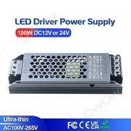 100W DC12V/24V Ultra Thin LED Power Supply Lighting Transformers Adapter Switch 100W AC110-265V For 