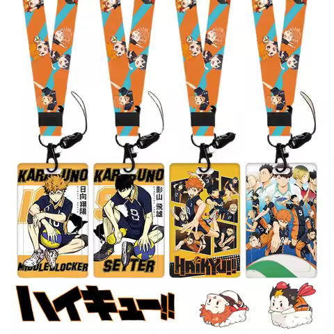 Bandai Haikyuu!! Shoyo Hinata Lanyard Card Holder Kageyama Tobio Push-Pull Meal Card Protector Stude
