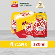 Skol Beer Can Lager Beer 4.0% Alcohol (320ml x 4)