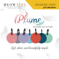MeowTime Personalised - PLUME Silicone Pet ID Tag Soft & Silent dog tags cat tags pet name tags