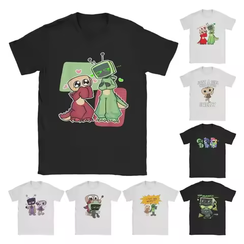 Hipster Vee And Shelly From Dandy's World T-Shirt for Men Crew Neck Cotton T Shirts Cartoon Short Sl