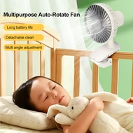 😍2023 auto-rotate Mini Table USB Charging Fan Small Kipas Clip Hand Cooling Office Table USB Charge Baby Stroller Fan