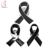 OCEANMAP Funeral Ribbon Badge Brooch, Skin Cancer Awareness Black Ribbon Pin, Sweet Breast Cancer La