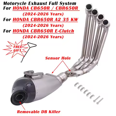 For HONDA CB650R CBR650R E-Clutch CBR 650R A2 35 KW 2024 - 2026 Motorcycle Exhaust Escape Modified M
