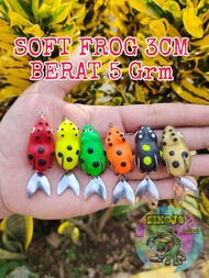 Soft frog mini ukuran 3cm berat 5grm untuk mancing ikan gabus,toman dari si kojo
