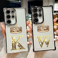 K W N F J O Initial Letter Clear Case for Samsung S26 S25 S24 S23 S22 S21 Ultra S25FE Plus S26EDGE A