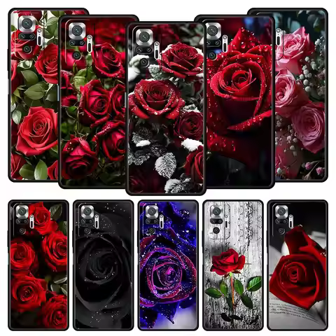 Red Roses Flowers Phone Case For Xiaomi Redmi Note 14 13 5G 10 11 12 Pro Plus 4G 14C 13C 12C 10C Bla