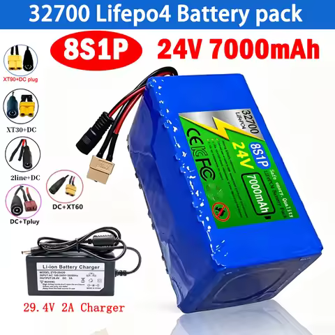 New 32700 24V 7AH LiFePO4 Battery Pack 8S1P Built-in BMS for E-boat RV UPS Lawn Mowers E-Scooter Whe