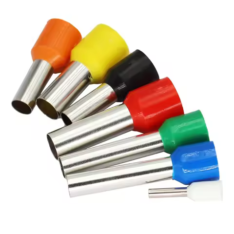 E VE 0508 0510 0512 Brass Copper 0.5mm2 #22AWG Crimp Sleeve Tubular Connector Insulated Cord End Pin