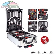 LITTLEX 187Pcs Tools Set, Trolley Box Type Wheeled Trolley Tool Box Set, Portable Carbon Steel High 