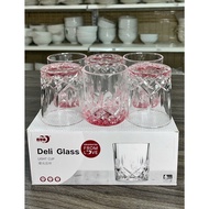 Patterned glass drinking cup set, 218ml glass drinking cup set
