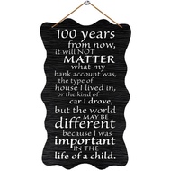 Hanging Wood Sign 100 Years From Now, It Will Not Matter What My Bank Rustic Wooden Living Room Hang