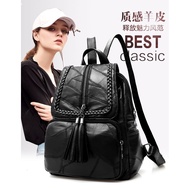 Quality Genuine Leather Backpack Ladies Sheepskin Beg Galas Wanita Kualiti Kulit Biri-Biri Asli 新款双肩包女士真羊皮背包休闲大容量时尚双背包