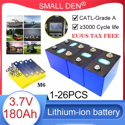 1-26PCS NEW 3.7V 180Ah Lithium ion battery 3C High discharge 3000 Cycles DIY 12v 24v Solar storage E