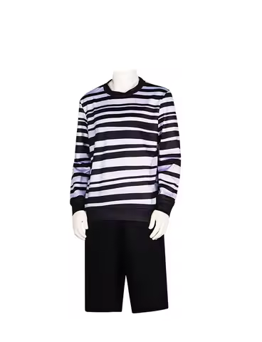 Movie Pugsley Costume Boys Black and White Striped Shirt Addams Family Dress Gothic Cosplay Costume 