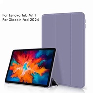 For Lenovo Xiaoxin Pad 2024 11 inch Silicone Leather TPU tri-fold bracket Tablet Multifunctional Case Tablet Back Cover Protector For Lenovo Tab M10 Plus(3rd Gen) M11 10.61 11 inch