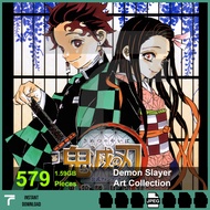 E0054 - Anime Character Art illustration Collections, Anime Comic Book Demon Slayer Art Bundle