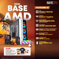 iHAVECPU คอมประกอบ BASED5AMD-48 AMD RYZEN 9 7950X3D 4.2GHz 16C/32T / ONBOARD Radeon™ Graphics (อัพเกรดการ์ดจอติดต่อ ADMIN) / ASUS PROART X670E-CREATOR WIFI / KINGSTON FURY BEAST x iHAVECPU 16GB (8x2) DDR5 5200MHz BLACK / COOLER MASTER MASTERBOX 520