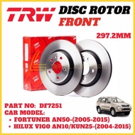 (2 pcs)  TRW Disc Brake Rotor Front for DF7251 Toyota Hilux Vigo KUN25 KUN26 Fortuner KUN50 (297.2mm