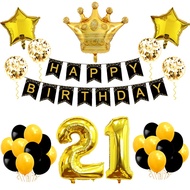 18th 21th 30th 40th Balloons Set Gold Black Latex Balloon 32inch Gold Number Happy Birthday Banner M