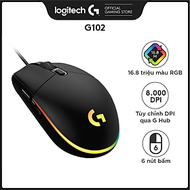 Chuột game có dây Logitech G102 Lightsync - Tùy chỉnh RGB, 6 nút lập trình, nhẹ, 8000 DPI, PC/Mac -