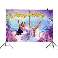 Kids Party Decoration Banner, Encanto Isabella Happy Birthday Party Backdrop Party Supplies 5 x 3ft