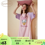 果壳（Gukoo）大码睡衣女春夏迪士尼卡通睡裙夏季圆领短袖女士睡裙B 粉红色 XL