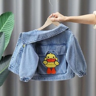 Children Denim Jacket Coat New Spring Baby Boy Girl Cartoon Folding Collar Cardigan Teen Kid Clothes