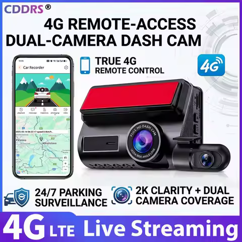 4G Dual Lens Dash Cam with GPS Tracking, Night Vision 2K Front/720P Rear, Cloud Monitoring, WiFi Hot