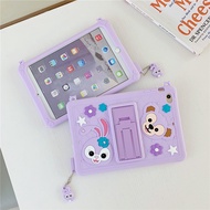 Stand Kids Case For Samsung Galaxy Tab A7 A8 S6 Lite 8.0" 8.7" 10.1" 10.4" 10.5" SM-T510 SM-T500 SM-T220 SM-T290 SM-X200 Tablet Cute Cartoon Purple StellaLou Lanyard Pendant Soft Silicone Strap Cover