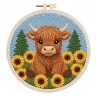 SDOYUNO cattle Punch Needle Kit Kits Adult Hobbies Animal Punch Needle Tool Create Wall Art Craft Su