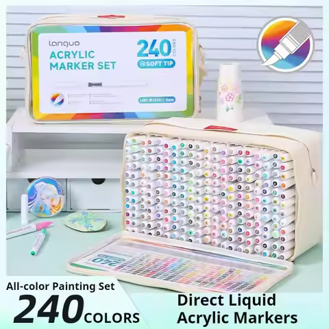 LANGUO 240/171/9 Colors Direct Liquid Acrylic Marker Pens Soft Brush Acrylic Marker DIY Student Graf