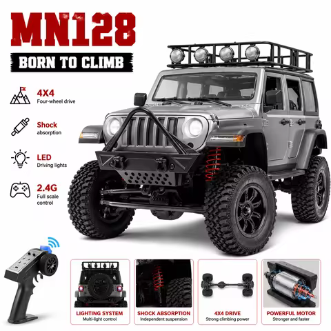 New RC Remote Control Car MN128 1/12 2.4G Four-Wheel Drive Full Proportion Mnrc RTR LED Light Off-Ro