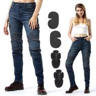 ใหม่กางเกงขี่มอเตอร์ไซค์ผู้หญิง Moto กางเกงยีนส์อุปกรณ์ป้องกันขี่ Touring Motorbike กางเกงกางเกงมอเต