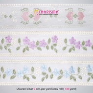 Charisma FR JZ Embroidered Lace - Embroidered Center Lace 9cm Wide/ Price Per Yard (90cm)