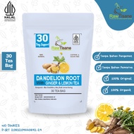 RAW TISANE Dandelion Root Ginger Lemon Tea: Dandelion Root Tea, Ginger & Dried Lemon Fruit Fill 30 T