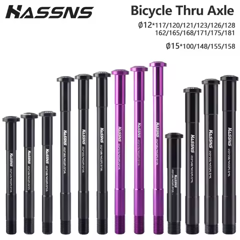 HASSNS MTB Thru Axle 15x100 15x110 12x142 12x100 12x148 Road Bicycle Aluminum Alloy Barrel Shaft Rod