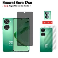 3in1 Huawei Nova 12SE Anti-spy Tempered Glass for Huawei Nova 12i 10SE 9SE Nova12S Privacy Screen Protector Tempered Glass and Carbon Fiber Film and Camera Protector