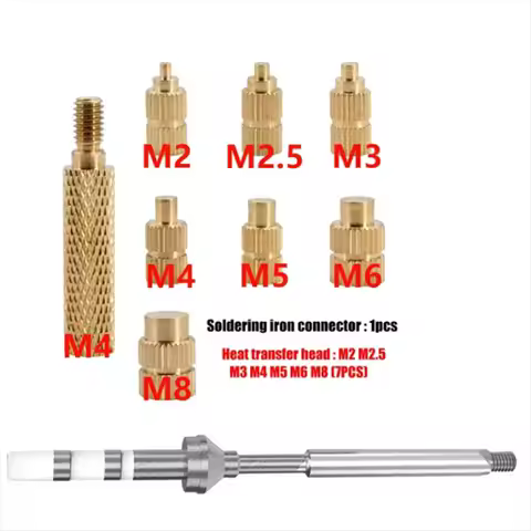 HITL Heat Set Insert Tool M2-M8 Hot Melt Brass Knurled Nut Embedded Insertion Tip Adapter TS100/TS10