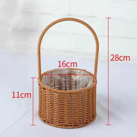 Willow Rattan Bride Flower Basket Picnic Container with Handle Picnic Weaving Basket Hand-Woven Sund