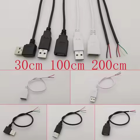 2 Pin 4 Pin Wire 5V USB 2.0 A Male Female Power Plug Pigtail Cable Jack Charging Cord Extension Conn