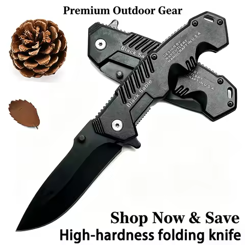 This multi-functional all-in-one folding knife is a portable tool for outdoor camping, hiking, survi