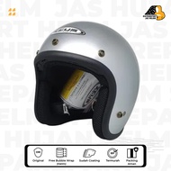 Helm Half Face Retro Zeus 385 Silver Solid