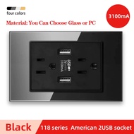 COD Wall Socket Outlet เต้ารับติดผนัง ปลั๊กไฟ 2 ช่อง + พอร์ต USB Type-C 5V 2.1A วัสดุพลาสติกทนไฟ สีข