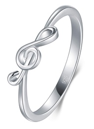 925 Sterling Silver Ring - Stackable Music Note Band - Comfort Fit Silver Rings Women - Music Note S