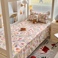 Cartoon Flat Bedsheet 床单 Cartoon Floral Student Bed Sheet Dormitory Single/Double/Queen/King Sheet M