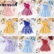 Dress Newborn Baby Girl 2-7Tahun Baju Gaun Budak Perempuan Summer Suspenders Embroidered Tulle Flora