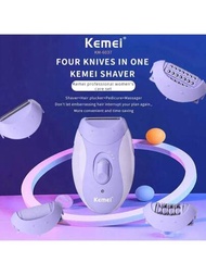 臉部身體脫毛女士比基尼修剪器刮毛機科莫kemei Km-6037可充電女性脫毛器電動刮鬍刀