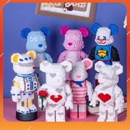 Lego bearbrick 36cm White Bear Holding Rose Gift With Hammer &amp; 10 Flip, Puzzle, Intellectual Toy (Product With Box)